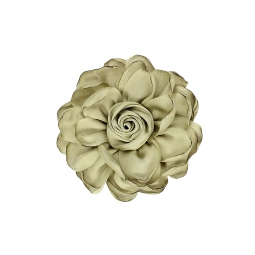 Image of Extra Large Satin Fabric Flower Brooch for Women Elegant Rose Camellia Floral Brooch Pin Handmade Big Satin Fabric Flower Statement Brooch Pin Vintage Clothing Hat Bag Accessories Christmas Wedding Bridal Birthday Jewelry
