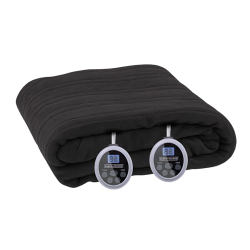 BLACK+DECKER Heated Blanket Electric Queen, Micro Plush Electric Blanket, Heating Blanket with 10 Heating Levels, 10H Timer, Auto Shutoff, Dual Zone Heating, Fast Heating (84x90 inches, Black)