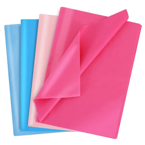Image of BEISHIDA 80 Sheets Pink and Blue Tissue Paper Bulk,Wrapping Tissue Paper for Gift Bags, 14 x 20 Inch Gift Wrap for Birthday Babyshower Wedding DIY Crafts Decor Holiday Flowers