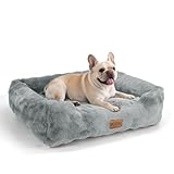 Nobleza Cama Perro Mediano, Cama para Perros Peludo y Mullido, Felpa de Burbujas Ultra Suave, Acolchado Reforzado, Funda Desenfundable Fácil Limpieza, Base Antideslizante, 65x55x20cm, Gris