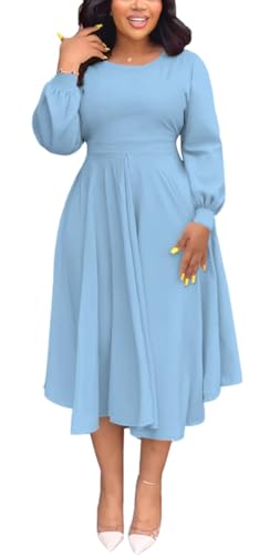 Light Blue Dress for Women Semi-Formal Fit Casual Slim Long 