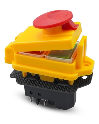 5Pin Industrial Electromagnetic Switch Replace KJD17B with Cover, 120v 16A Waterproof ON Off Button, Emergency Stop Button Switch for Electric Power Tools Grinder Cutting Machine Tool Equipment