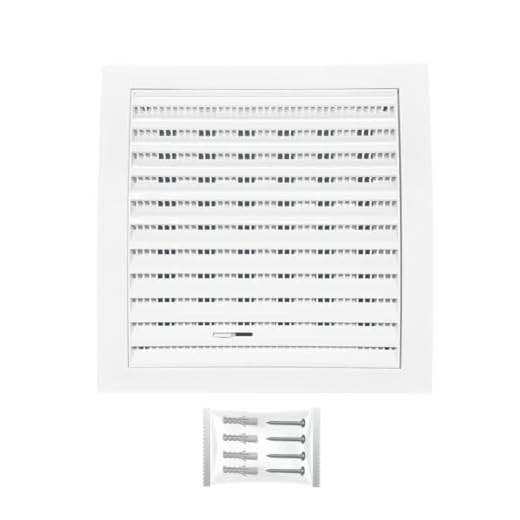 H&C VENT Rejilla Ventilación de 190 x 190mm │ Extractor de Baño Cocina │ Rejilla Aire Acondicionado Conductos Pared AC Ventilador Tubo PVC │ Cubiertas de Ventilacion con cierre regulable y Mosquitera