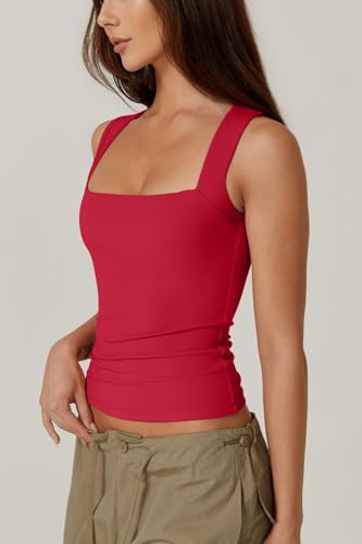 QINSEN Women's Sleeveless Square Neck Short Flare Dress