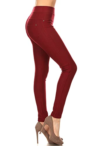 Image of Leggings Depot Women's Cotton Blend Stretch Pull-on Jeggings Casual Pants with Pockets (Available in Plus Size)