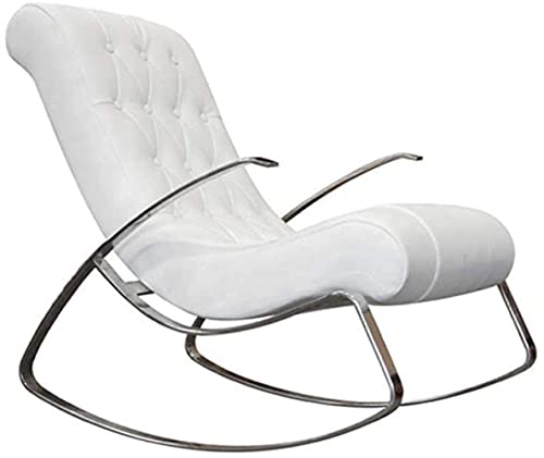 Moderna mecedora reclinable de cuero blanco para dormitorio, siesta, silla individual