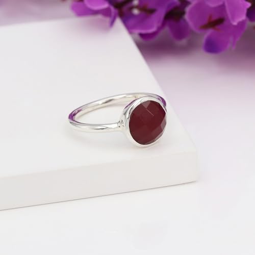 Bague en argent 925 et pierre rouge élégante, le cadeau d'anniversaire idéal