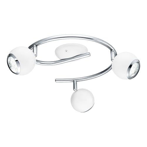 Image of Eglo LED Ceiling Lamp Bimeda, 3-Light Ceiling Spotlight, Metal Ceiling Fixture in White and Chrome, Living Room Light, Spots with GU10 Bulbs, Warm White