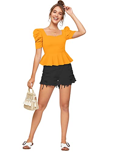 Image of ILLI LONDON Women's Puff Sleeve Peplum TOP