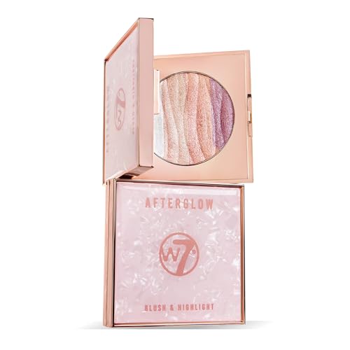 W7 Afterglow Blusher & Highlight Compact - Pink & Gold Glowing Pressed Powder Compact - Image 6