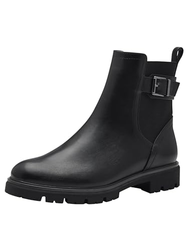 MARCO TOZZI Bottines Chelsea Vegan pour femme avec fermeture éclair, Noir, 39 EU