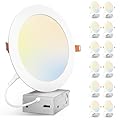 Amico 12 Pack 7 Inch 5CCT Ultra-Thin LED Canless Recessed Ceiling Light with Junction Box, 2700K/3000K/3500K/4000K/5000K Selectable, 15W=100W, 1300LM High Brightness, Dimmable Wafer Downlight, ETL&FCC