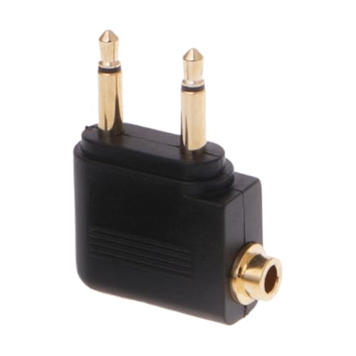 フライトヘッドフォンアダプター - デュアルオーディオジャック、ゴールドチッププラグ| 3パック3.5mmから3.5mmアダプター飛行機ヘッドセット用、航空会社のエンターテイメントシステム用のトラベルオーディオコンバーター、長い飛行使用