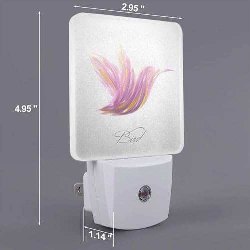 Image of LED Night Light,Shiny Lavender Striped Hummingbird LED Night Light Plug into Wall with Dusk to Dawn Light Sensor White Energy Efficient Nightlight for Bedroom Bathroom Hallway Living Room Kitchen