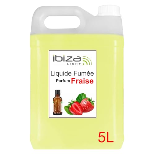 Ibiza - Pack Liquide à Fumée - Bidon de 5 Litres Liquide Ibiza Light SMOKE5L-N pour Machine à Fumée - Fiole de Parfum STRAWBERRY Fraise