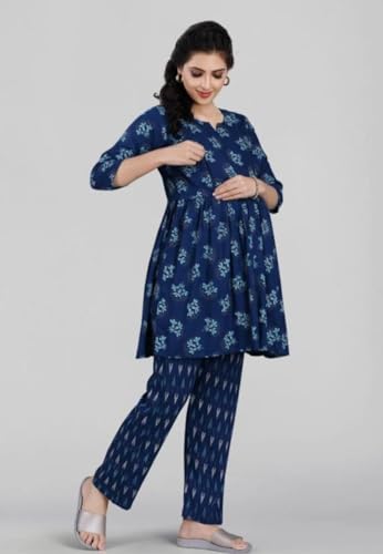 Image of Women's Rayon Fabric Feeding Night Suit for Women (TOP and Bottom)