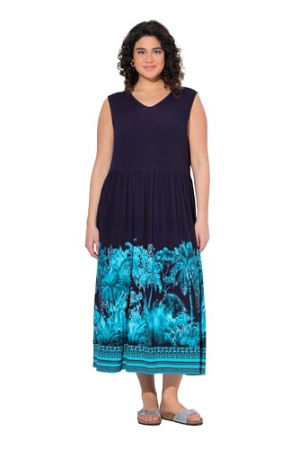 Ulla Popken Jerseykleid mit Palmenbordüre Vestido, Tintas Azul, 48-50 Mujeres