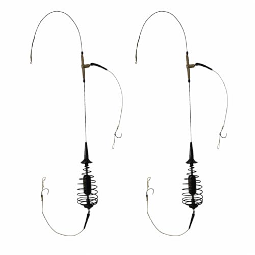 HUNGRYFISH Fishing Feeder Cage Rig Kit (2 Pack) – Jaula de Cebo con 2 Anzuelos, Set de Anzuelos Pre-atados