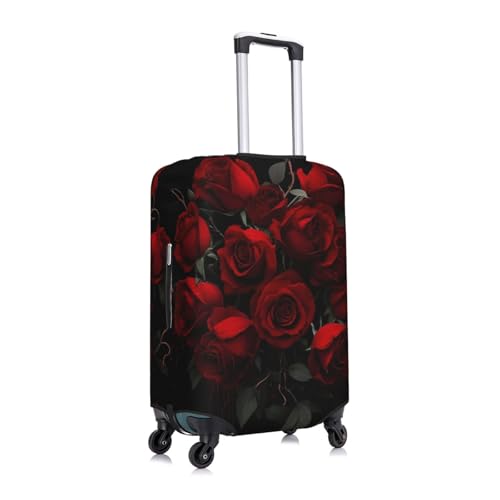 Travel Suitcase Cover, Stretchy Zipper Closure Luggage Suitcase Protector, Anti-Scratch Luggage Case Bag - Fits 19-32 inch Luggages (Blood Red Rose Black)3
