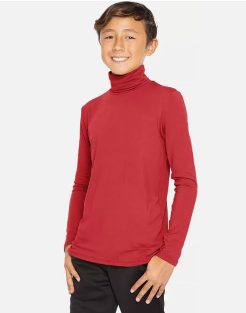Kaynee, Long Sleeve Turtleneck Shirt, Red, Youth, Large