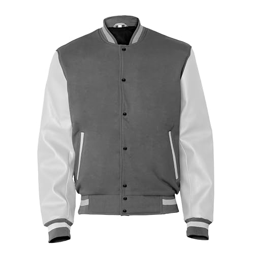 Image of Baseball Wool Letterman Varsity Faux Leather Sleeve For Men | Wool Varsity Bomber Jacket