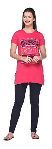 Image of In Love Women's Printed Cotton Plus Size Longline T-Shirt Half Sleeve with Pockets Pack of 2