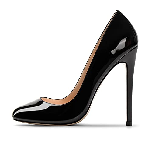 Mettesally Women's High Heel Pumps Round Closed Toe Stiletto Heels Slip On Party Wedding Dress Shoes