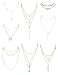LOLIAS 8Pcs Layered Choker Necklace Y Necklaces for Women Girls Boho Multilayered Long Pendant Necklace Set