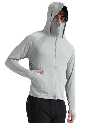 Image of FABSPORTS Men's UPF 50+ Sun Protection Jacket - Lightweight, Full Zip Summer Hoodie with Detachable Hood, Quick-Dry Fabric & Pockets, Ideal for Outdoor Use