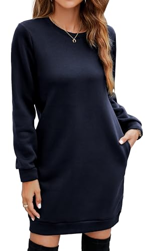 YUTILA Sweatkleid Damen Pulloverkleid Langarm Herbst Winter...