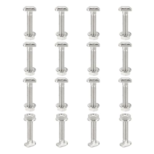 Tornillos de ranura en T M8x40mm PATIKIL con tuercas para perfiles de aluminio serie 40, 16 juegos