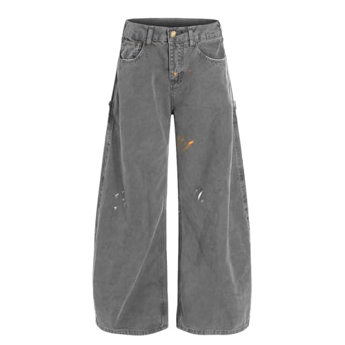 GUOYUXIAO Men's Jeans American-Style Street-Style Curved-Leg Workwear Pants Loose-fit Casual Trouser for Men