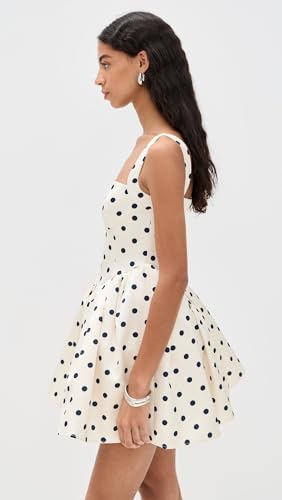 Women's Cream Polka Dot Satin Mini Dress4