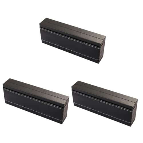 Organiseur de stylo noir en PU avec vitrine transparente pour rangement décoratif de bureau