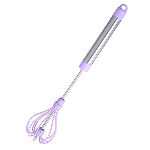 NWVDPQGCZ 1pc Rotación ajustable Huevo Batidor de silicona Leche Huevo Semiautomático Huevo Batidora de mano Batidor de metal Mini for girar Espumador de leche Presión de la mano/489