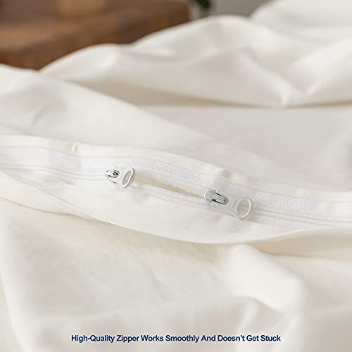 Heimenaogo 600 Tc Egyptian Cotton Duvet Cover Twin Size Ultra Soft And Breathable Bedding Set With Zipper Closure Long Staple Cotton Linen Feel Comforter Cover Off-White 2 Pcs #TOP3
