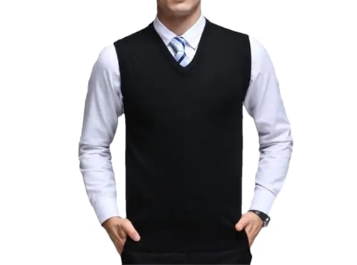 Dcvmvmn Men's Cashmere Vest Autumn Winter Sleeveless Sweater Male Office Solid Color V-Neck Wool Vest Pullover