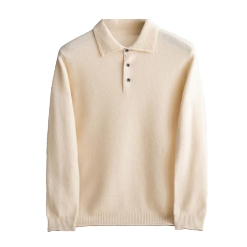 Kelsiop Men's Lapel Merino Wool Sweater Winter Knitted Business Casual Long Sleeved Wool Sweater Pullover