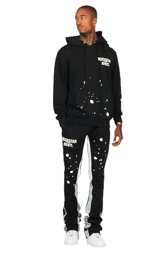 Men's Raffer Black/White Hoodie/Super Stacked Flare Pant Set