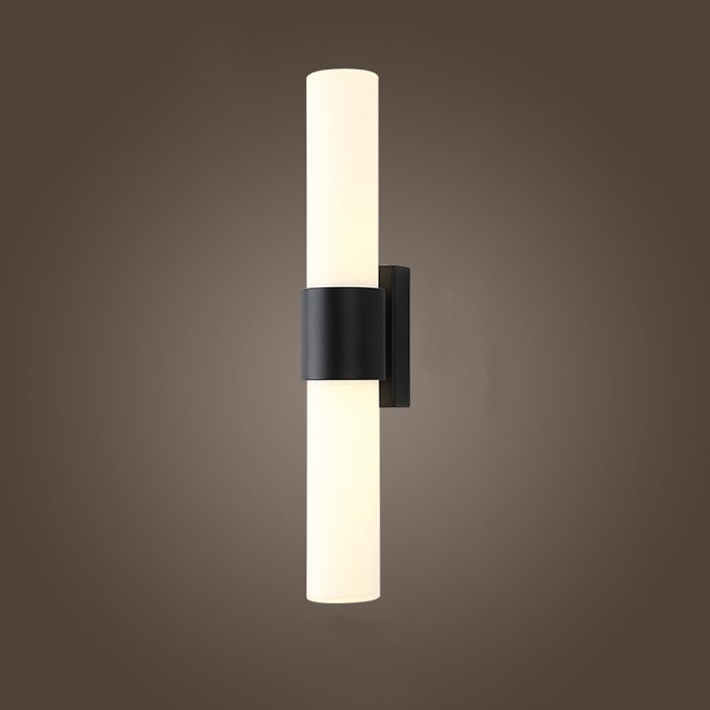 KBUUKYYXouy Modern Wall Sconce Milk Glass Black Farmhouse Mid Century Mount Light d Bathroom Vanity White Long Tube Lamp for Bedroom Hallway Living,Gold(Black)
