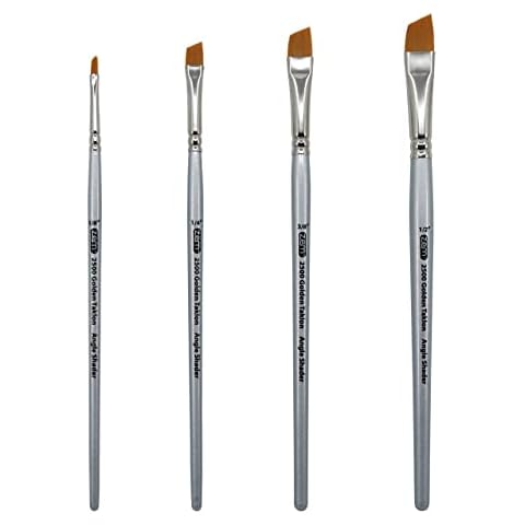 ZEM Brush Golden Taklon Angle Shaders Brush Set Sizes 1/8", 1/4', 3/8", 1/2" Cover