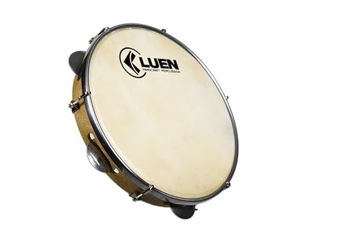 Pandeiro Luen 10 Polegadas, Aro em Madeira, 6 Platinelas em Inox, Pele Animal