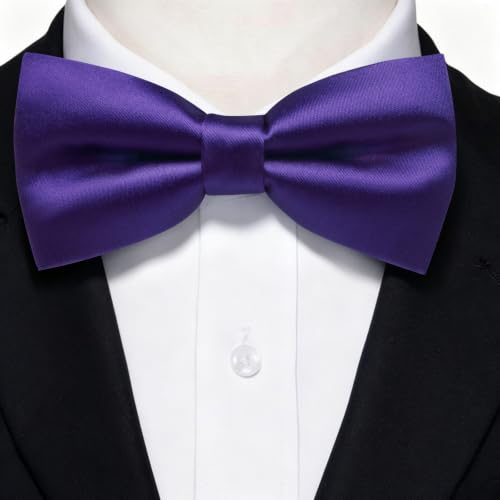 Image of Bow Ties for Men Pretied Bowties Solid Color Satin Bow Tie Formal Business Tuxedo Wedding Party Prom