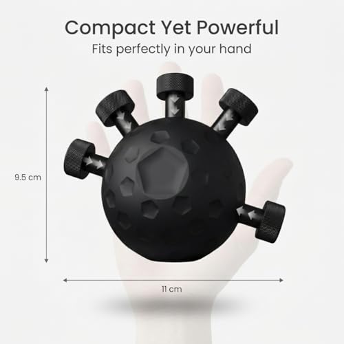 Image of Hand Grip Strengthener, Exercise Ball, Rubber and Silicone, Black, Round, for Finger, Wrist and Forearm Workout