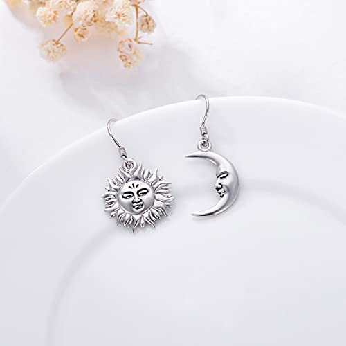 Sun And Moon Hook Earrings Sterling Silver Drop Dangle Earrings For Women Girls Lover Birthday Graduation Anniversary Jewelry Gifts #TOP2