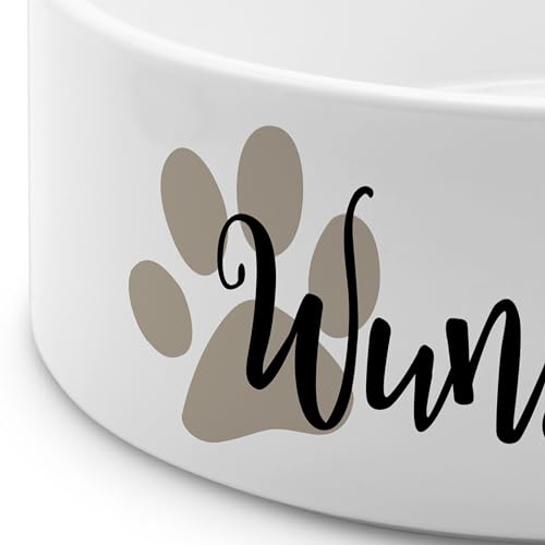 PrintPlanet® - Futternapf mit Name oder Text personalisiert - Für Katzen und kleine Hunde - Napf Hundenapf Katzennapf selbst gestalten - Layout 02