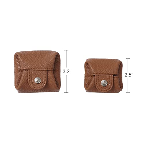 Image of Cockatoo Genuine Leather Coin Pouch Change Holder, Mini Snap Pocket Wallet for Men Women, Brown, Small, Casual