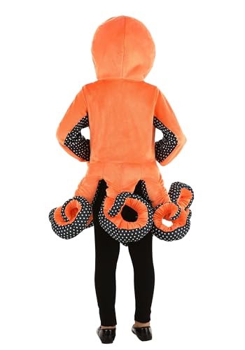 Disfraz infantil de pulpo naranja vibrante con capucha miniatura 2