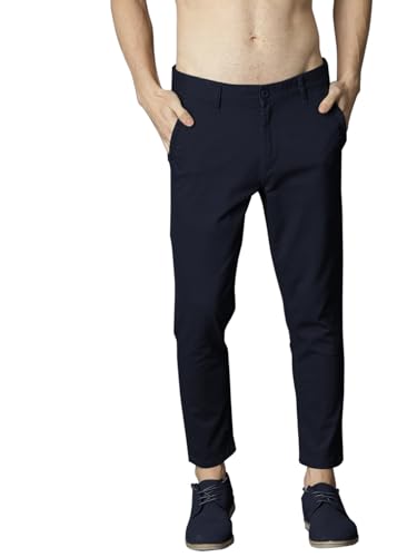 Image of Men's Slim Fit Cotton Blend Trousers - Stretchable Casual & Office Wear