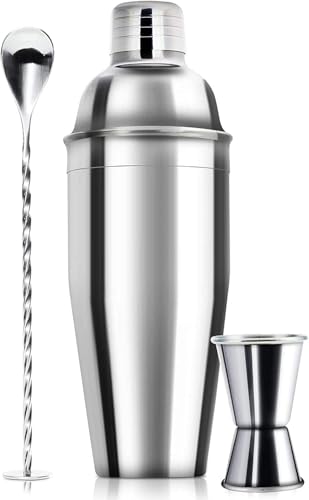 WPHUAW 24oz Cocktail Shaker Bar Set-Professional Margarita Mixer Drink Shaker Professional Stainless Steel Bar Tools Built-in Bartender Strainer for Martini Kit